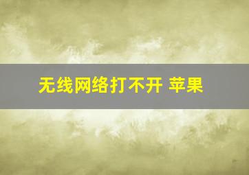 无线网络打不开 苹果